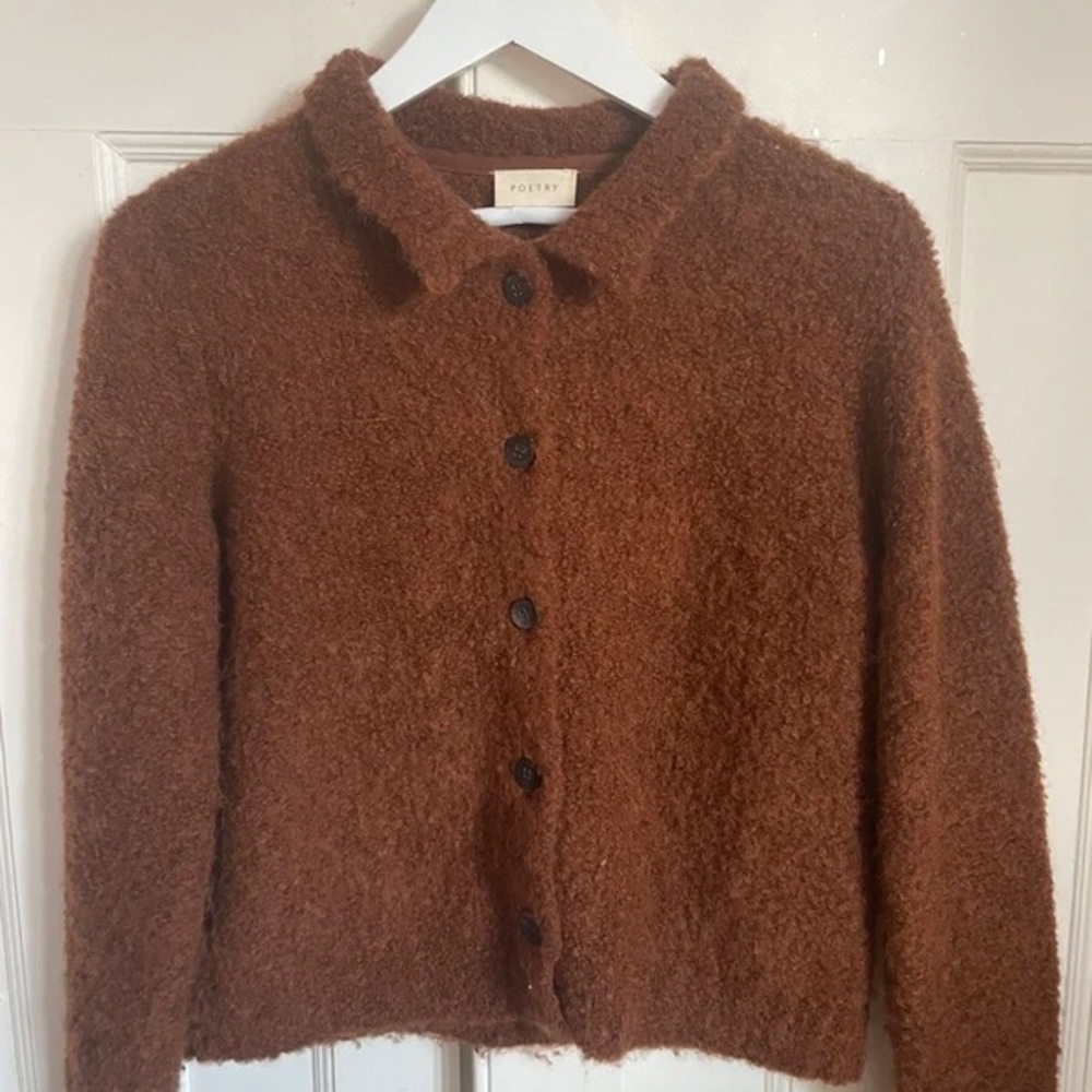 Poetry Warm Brown Textured Cardigan